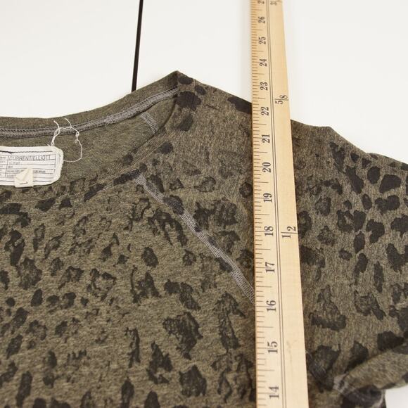 Current Elliott Army Green Heather Charcoal Leopard Print Long Sleeve Top 1 / S - Picture 4 of 7